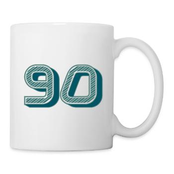 90. 90 ANS. 90e ANNIVERSAIRE. ANNIVERSAIRE 90 ANS. - Mug blanc - blanc - Droite