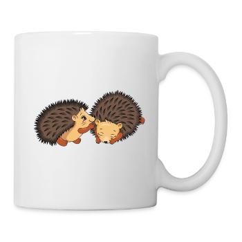 Zwei niedliche Igel - Tasse - Weiß - Rechts
