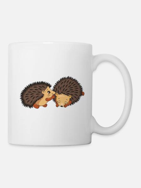 Zwei niedliche Igel - Tasse - Weiß