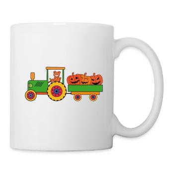 Halloween Traktor mit Teddybären - Tasse - Weiß - Rechts