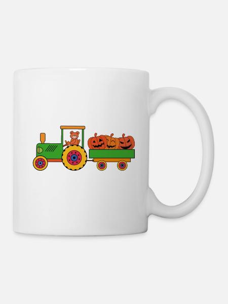 Tracteur Halloween avec des ours en peluche - Mug blanc - blanc