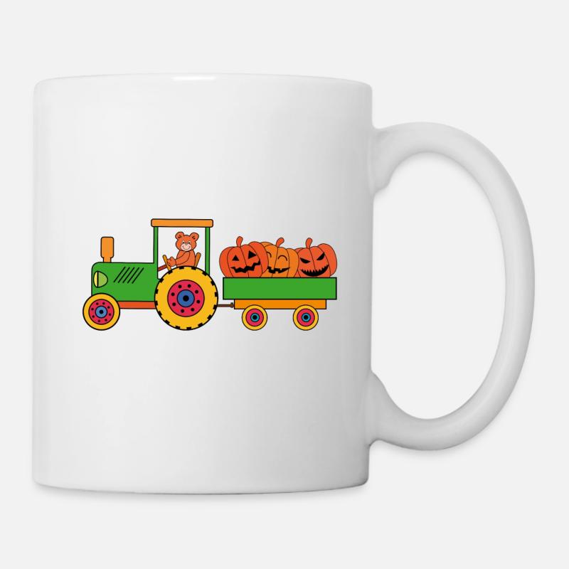 Tracteur Halloween avec des ours en peluche - Mug blanc - blanc