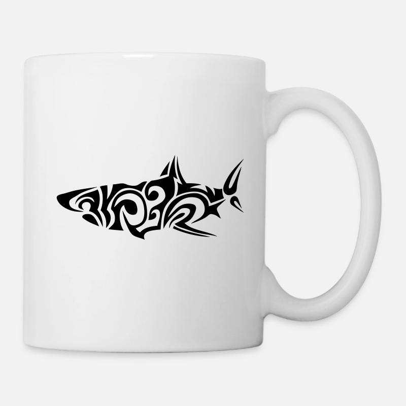 requin tribal poisson mechant 1 - Mug blanc - blanc