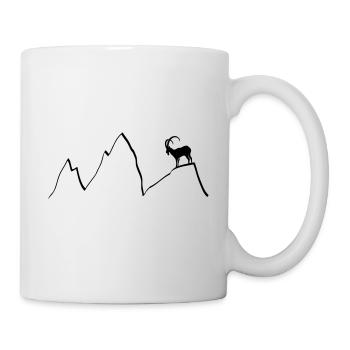 ibex capricorn mountains alps climbing goat sheep - Mug - white - Right