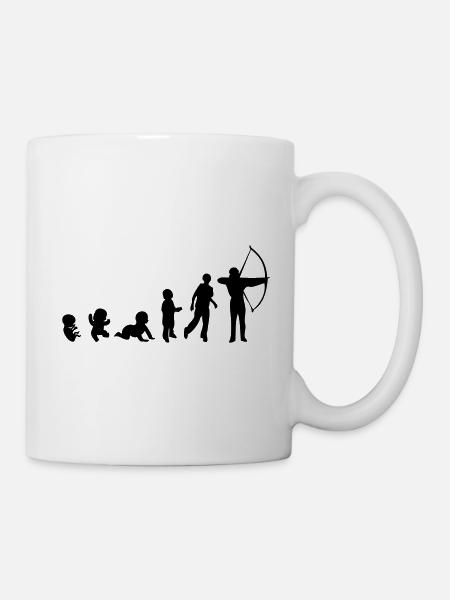 Evolution Mensch Sport Bogen schießen - Tasse - Weiß