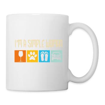 Im A Simple Woman Love Wine Flip Flops Dogs 4X4 - Tasse - Weiß - Rechts