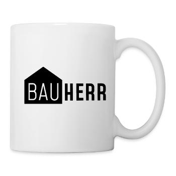 Bauherr mit Haus - Tasse - Weiß - Rechts