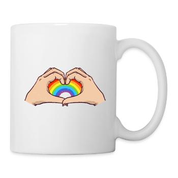 CSD LGBT Hände formen Regenbogen Herz Pride - Tasse - Weiß - Rechts