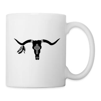 Crâne avec plumes - Mug blanc - blanc - Droite