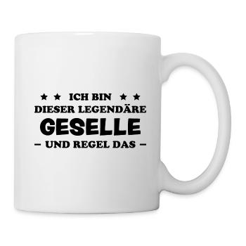 Geselle Lustiger Spruch Gesellenprüfung Geschenk - Tasse - Weiß - Rechts