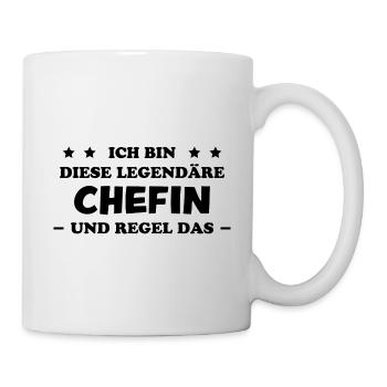Chefin Mama Lustiger Spruch Familie Beruf Geschenk - Tasse - Weiß - Rechts