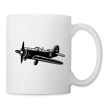 altes Kampfflugzeug - Tasse - Weiß - Rechts