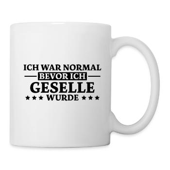 Geselle Spruch Lustiges Gesellenprüfung Geschenk - Tasse - Weiß - Rechts