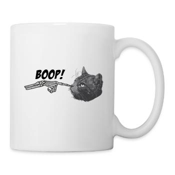 Black Cat Spooky Halloween Skeleton Hand Grunge - Tasse - Weiß - Rechts