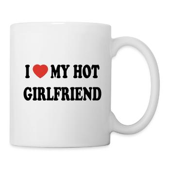 Love my hot girlfriend - Red heart love - Tasse - Weiß - Rechts