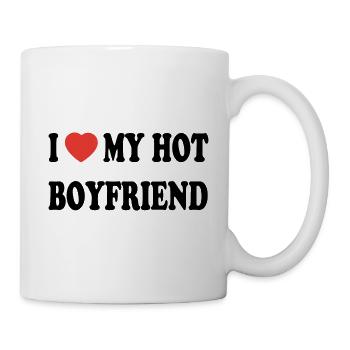 Hot Boyfriend love shirt - Mug - white - Right