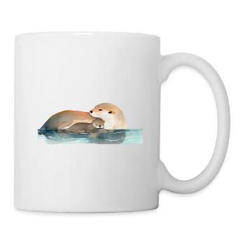 Liebevolle Otter-Mutter und Baby - Tasse - Weiß - Rechts