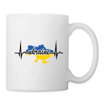 Ukraine Herzkurve - Frieden für die Ukraine - Tasse - Weiß - Rechts