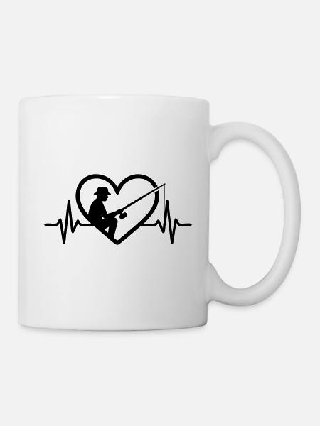 Angeln Herz - Tasse - Weiß