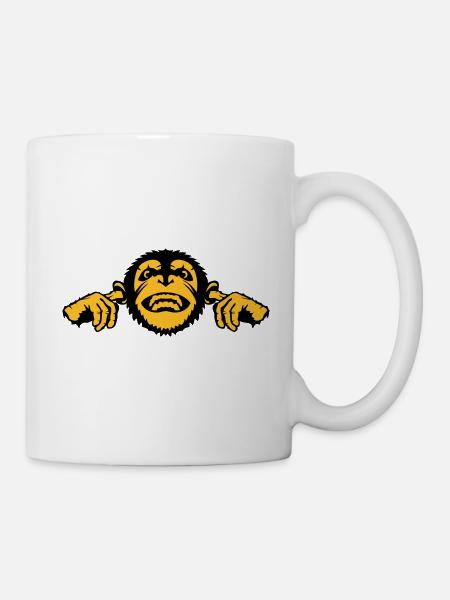 Affe Schimpansen Ohr Finger Mund - Tasse - Weiß