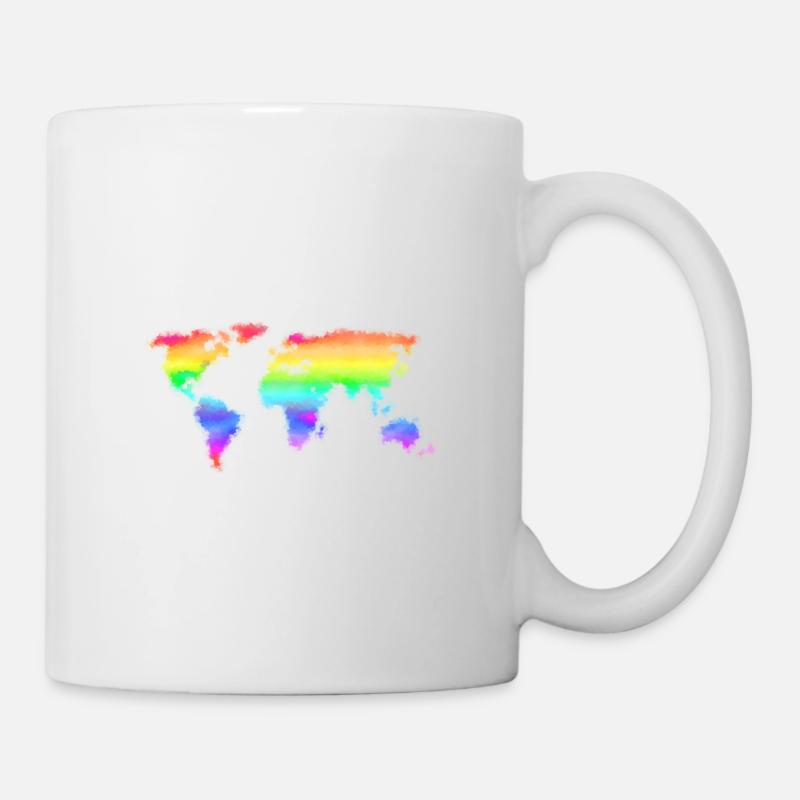 Rainbow world map - colorful, abstract world map - Mug - white