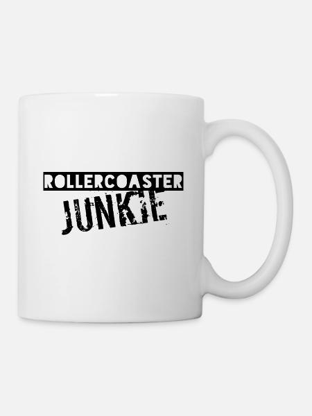 Achterbahn Rollercoaster Junkie lustig Spruch - Tasse - Weiß