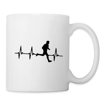 Herzschlag Joggen Laufen Puls Heartbeat Running - Tasse - Weiß - Rechts