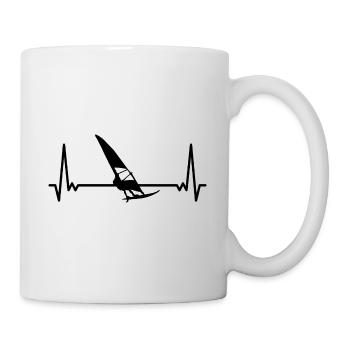 Herzschlag Surfen Windsurfen Windsurfer EKG - Tasse - Weiß - Rechts