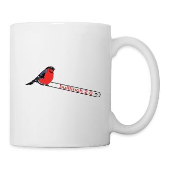 bullfinch 2.0. Tier, Vogel, Pinsel, Farbe - Tasse - Weiß - Rechts