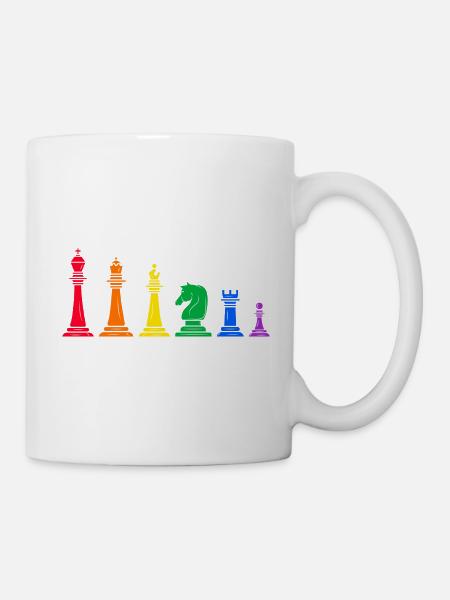 checkmate pièce d’échecs arc-en-ciel lgbt - Mug blanc - blanc