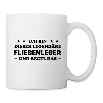 Fliesenleger Lustig Spruch Job Bodenleger Geschenk - Tasse - Weiß - Rechts