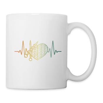 Knitting heartbeat knit ECG pulse - Mug - white - Right