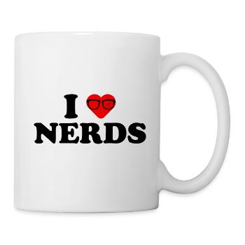 I Love Nerds T-Shirt - I Heart Nerds in Binary - Tasse - Weiß - Rechts