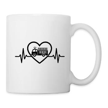 Pompier Camion Cœur - Mug blanc - blanc - Droite