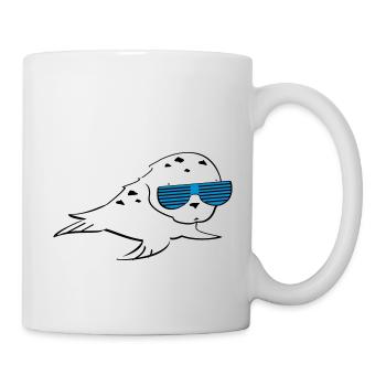 Robbe mit Shutter Shades - Tasse - Weiß - Rechts