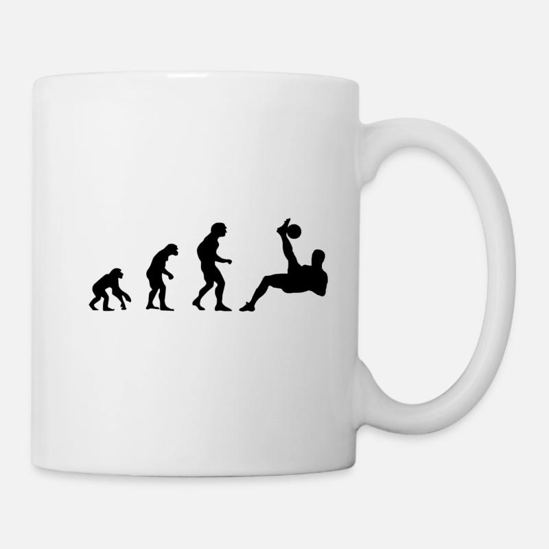 Evolution vom Affen zum Fuessballer Fallrückzieher - Tasse - Weiß