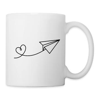 Avion en papier papier aviateur coeur voyage vacances - Mug blanc - blanc - Droite