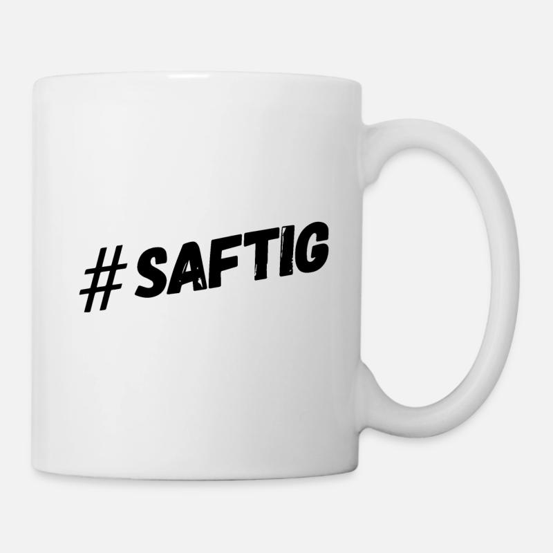 Hashtag Saftig - schwarz - Tasse - Weiß
