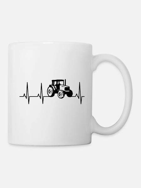 Battement de coeur de tracteur J'adore le cadeau de tracteurs - Mug blanc - blanc