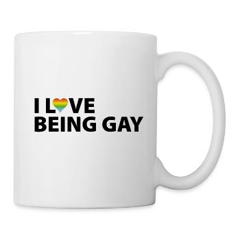 I love being gay | Regenbogen - Tasse - Weiß - Rechts