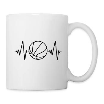 J’aime basket - basket-ball battement de coeur ECG - Mug blanc - blanc - Droite