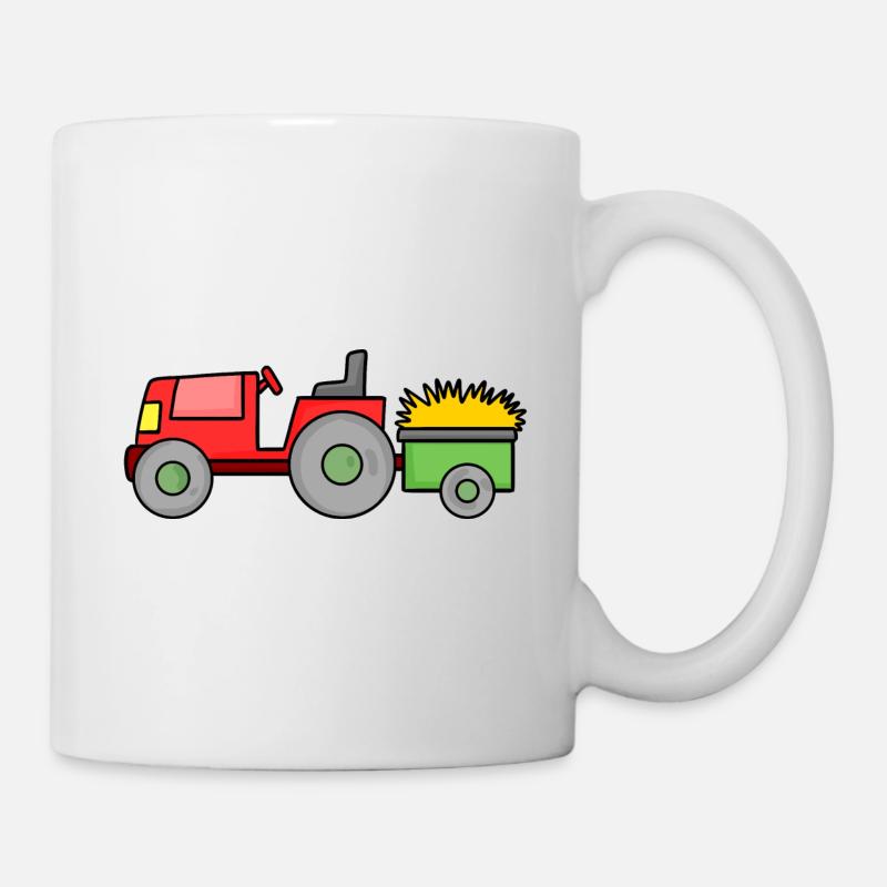 Traktor mit Anhänger - Tasse - Weiß