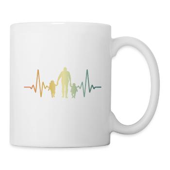 Herzschlag Vater und Kinder EKG Puls - Tasse - Weiß - Rechts