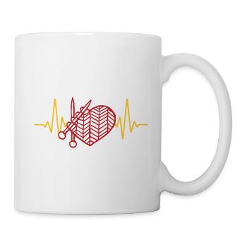 Knitting heartbeat knitting | Colors changeable - Mug - white - Right