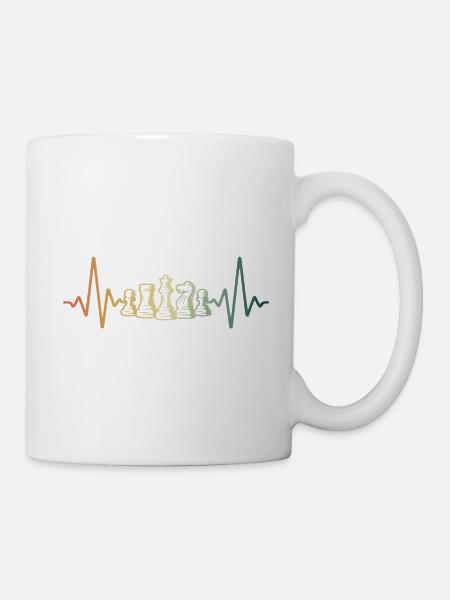 Herzschlag Schach Puls EKG Schachfiguren - Tasse - Weiß