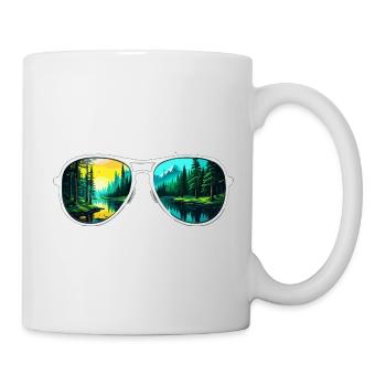 Sonnenbrille / Reflektion / Wald / Spiegelung - Tasse - Weiß - Rechts