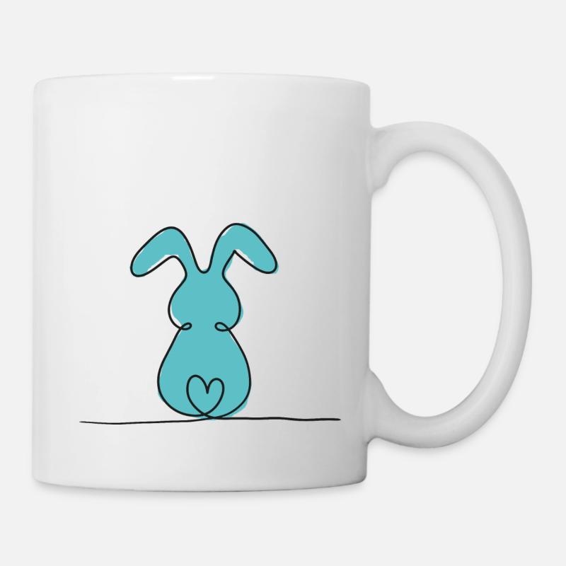 One-Line-Hase Farbig - Tasse - Weiß