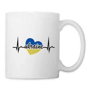 Ukraine Herzkurve - Frieden für die Ukraine - Tasse - Weiß - Rechts
