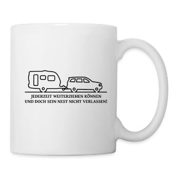 Wohnwagengespann mit Spruch - Car + Caravan - Tasse - Weiß - Rechts