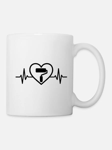 Peintre Rouleau à peinture Coeur - Mug blanc - blanc